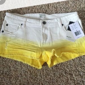 RVCA white and yellow shorts